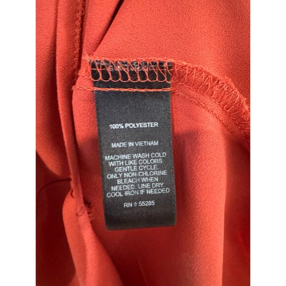 Express Women’s Half-Zip Blouse Burnt Orange Size S – Polished Long Sleeve Top - Picture 5 of 5